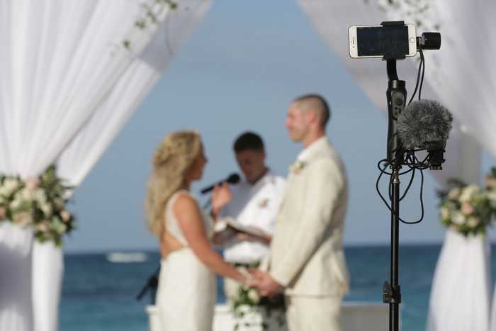 Live streaming a wedding ceremony with iPhone, gimbal, tripod and a dedicated mic.