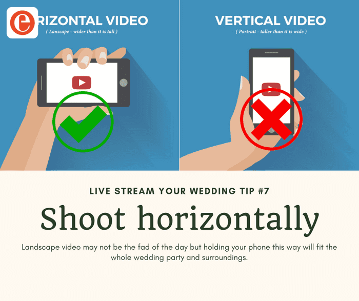 Horizontal orientation is preferred for weddings